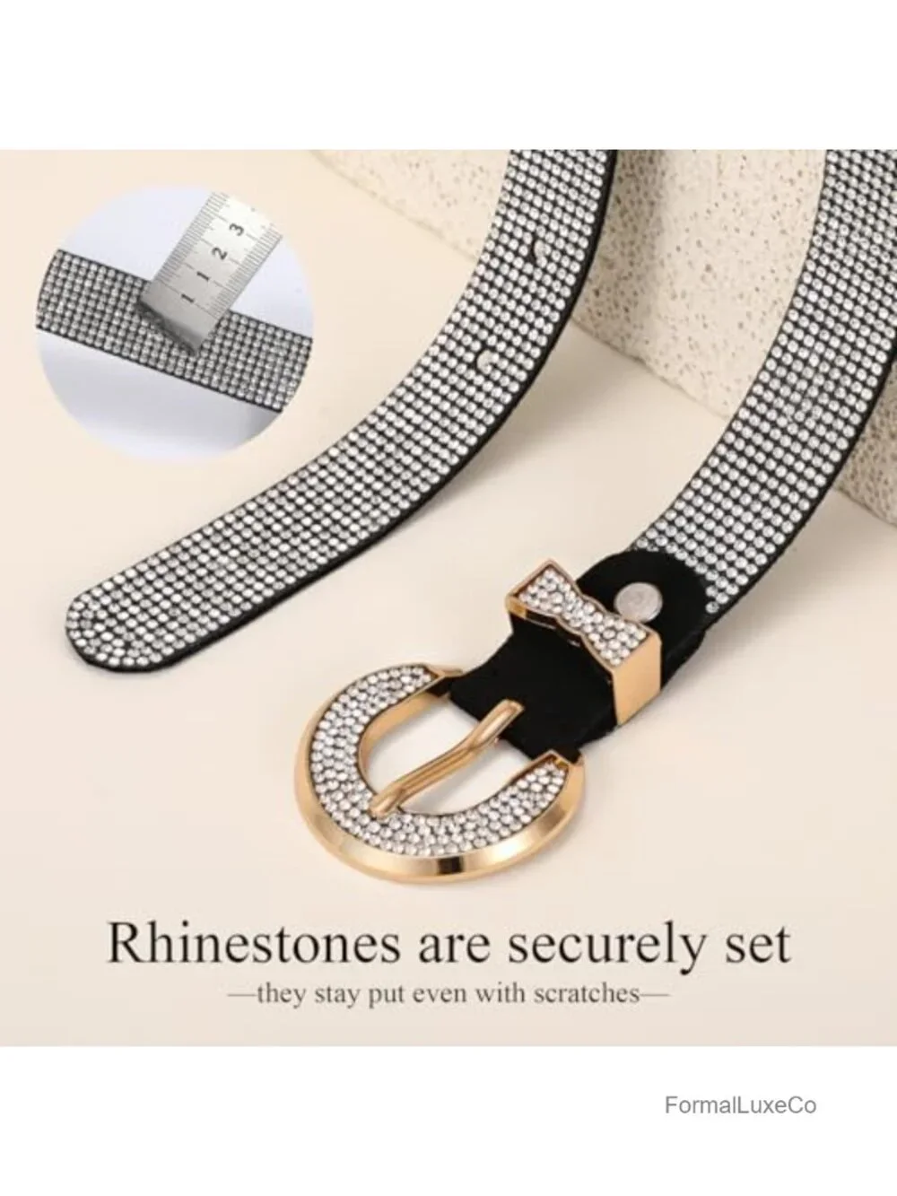 0.85 Inch Rhinestone Statement Belt Sparkly Glitter Belt for Dresses Jeans